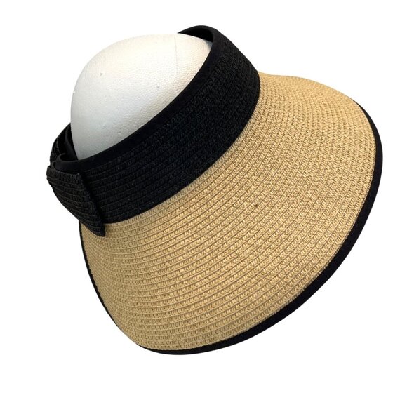 Foldable Packable Women's Travel Wide Brim Tropical Summer Beach Sun Visor Hat - Picture 10 of 11